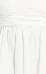 Clover Mini Dress - Back Bow Babydoll Dress in White