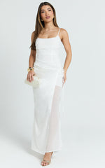 Jordyn Maxi Dress - Square Neck Halter Column Dress in White