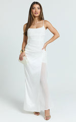 Jordyn Maxi Dress - Square Neck Halter Column Dress in White