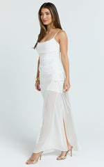 Jordyn Maxi Dress - Square Neck Halter Column Dress in White