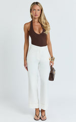 Kobby Pants - High Waist Turnup Ankle Length Pants in Off White