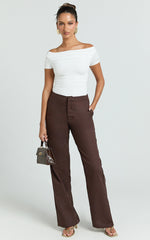 Gena Top - Off Shoulder Gathered Short Sleeve Top in Cream
