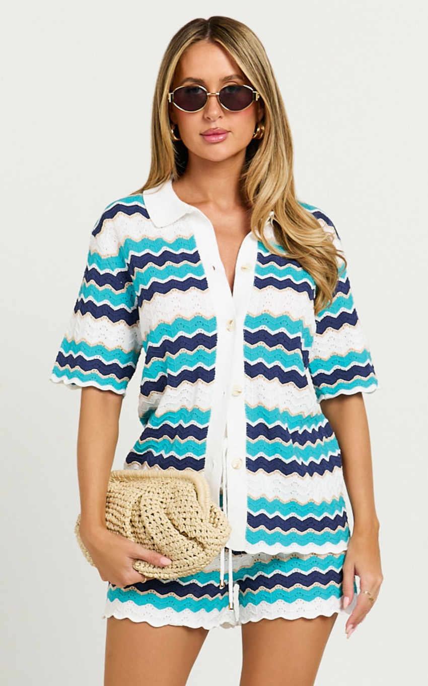 Runaway The Label - Hubert Top in Blue Multi