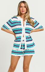 Runaway The Label - Hubert Top in Blue Multi